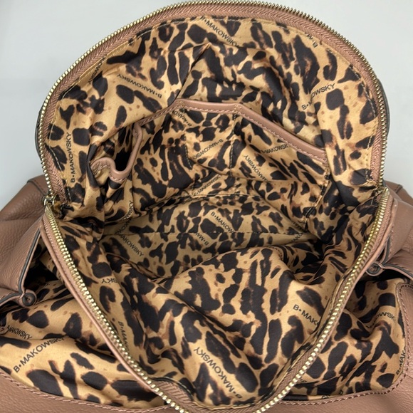 B. Makowsky dusty rose leather double chain strap satchel - Picture 7 of 16